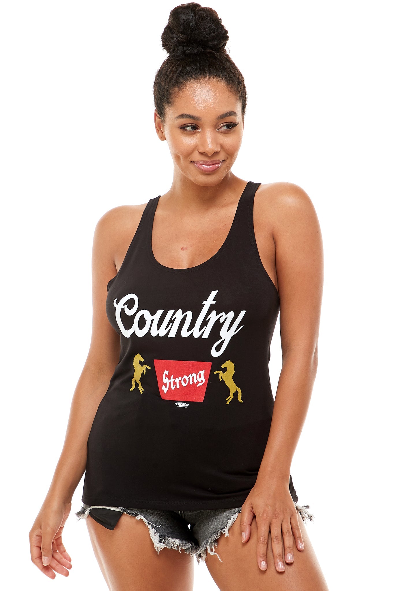 Country Strong Tank - and, ATTITUDE, COUNTRY, countrystrong, COWGIRL, GIRL, HOWDY, lips, PLUS, rocker, RODEO, SIZE, strong, SUMMER, TANK, TOP, WESTERN - Shirts & Tops - Baha Ranch Western Wear
