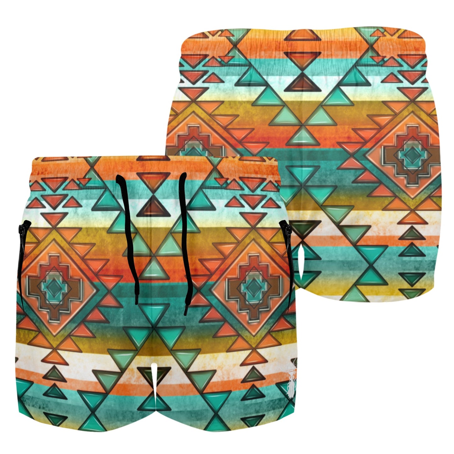 Mullet Cowboy Orange Aztec Beach Shorts