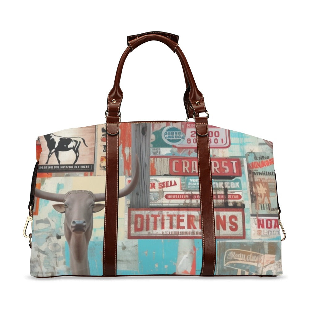 Vintage Collage Large Travel Flight Bag