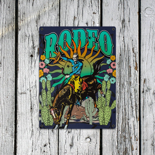 Rodeo Cowboy Metal Sign 12"x16"(Made in USA)