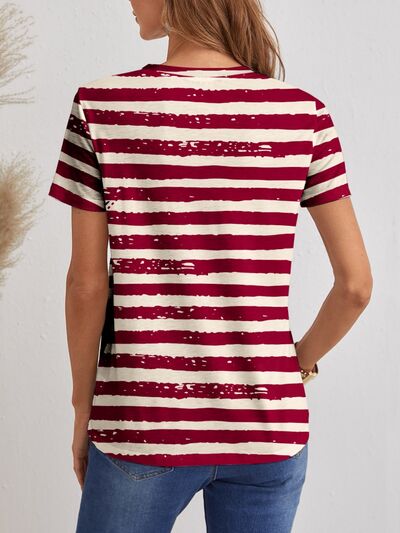 Stars & Stripes V-Neck Short Sleeve T-Shirt