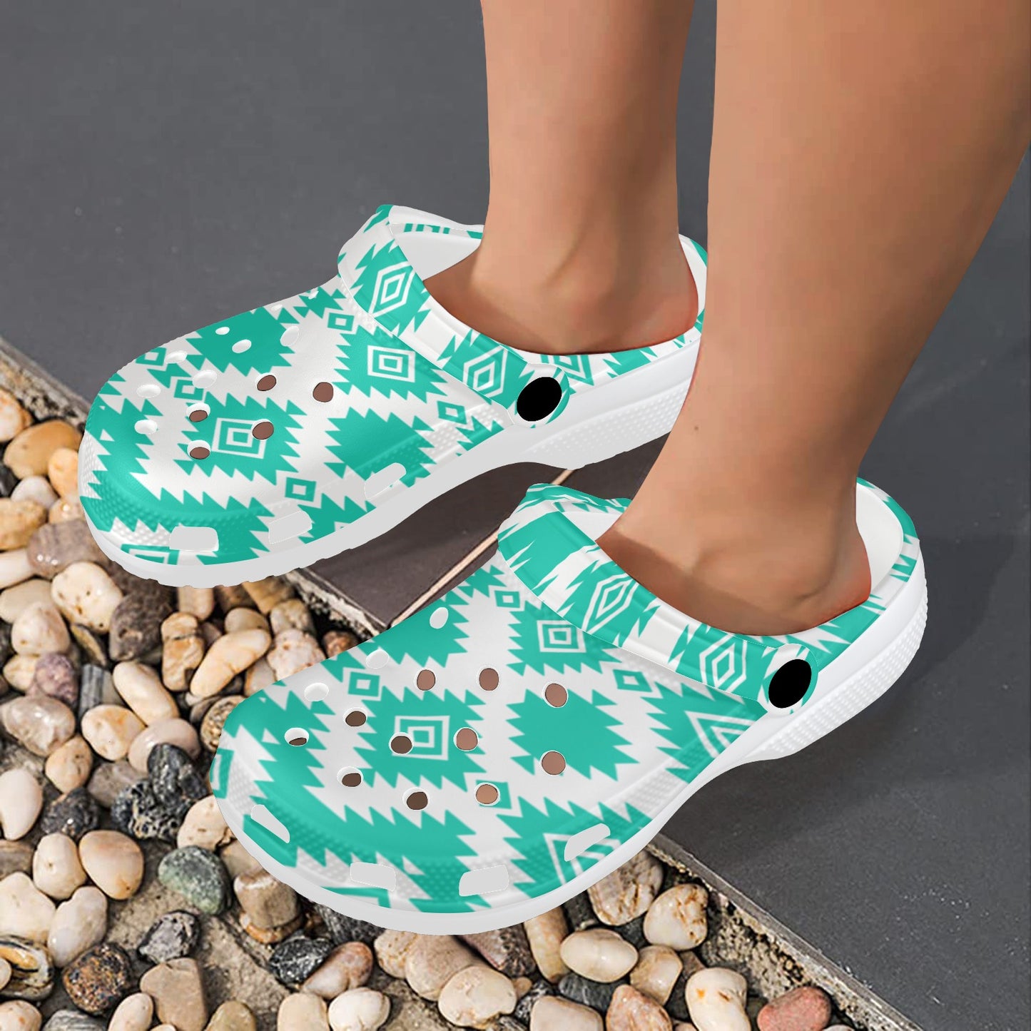 Turquoise Aztec Clog Shoes
