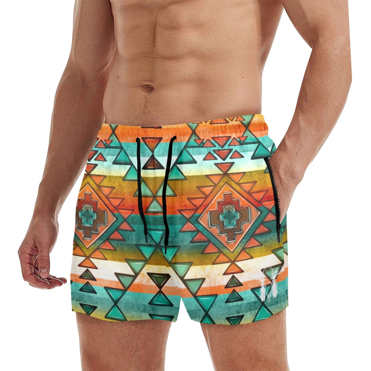 Mullet Cowboy Orange Aztec Beach Shorts