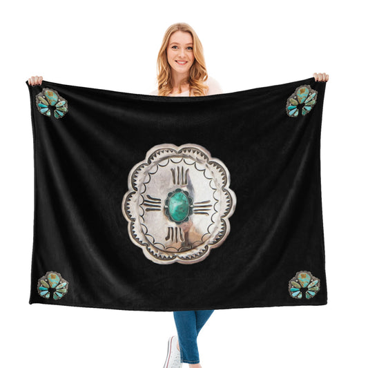 Southwestern Concho Turquoise 50" x 60" Blanket Throw