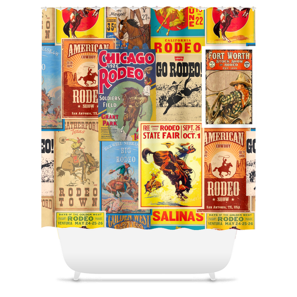 Vintage Rodeo Poster Shower Curtain