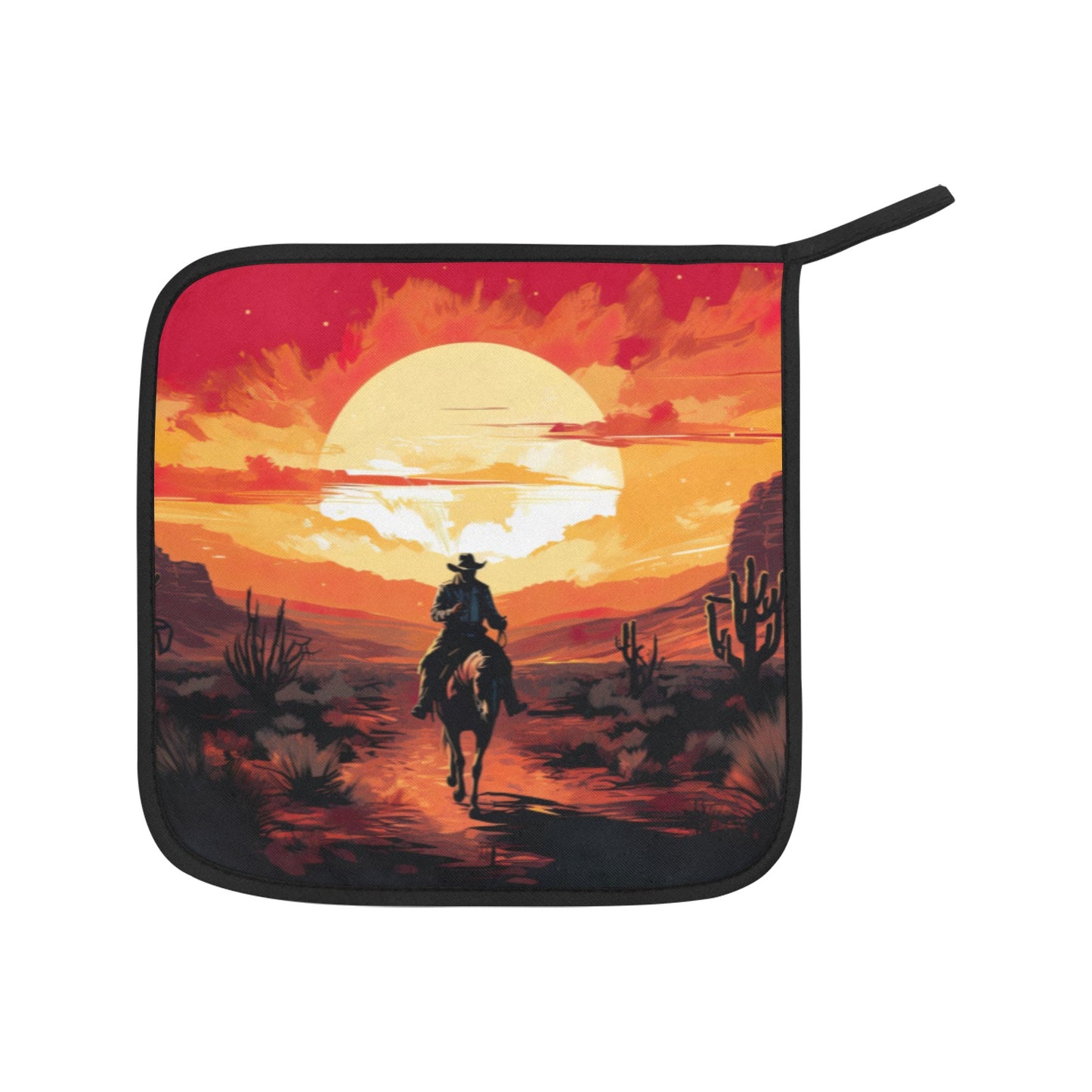 Cowboy Desert Sunset Set of 2 Pot Holders (2pcs)