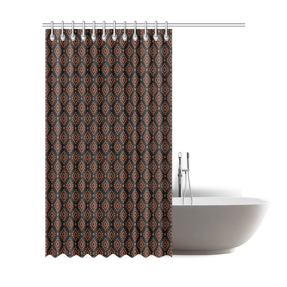 Black Brown Aztec Shower Curtain 72"x84"