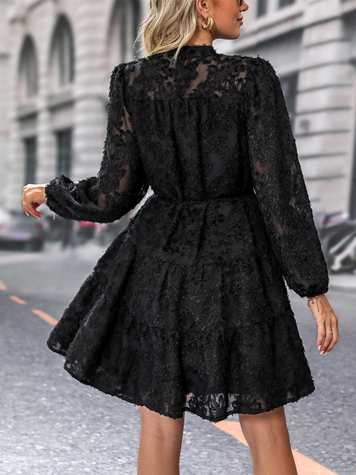 Black Lace Buttoned Dress