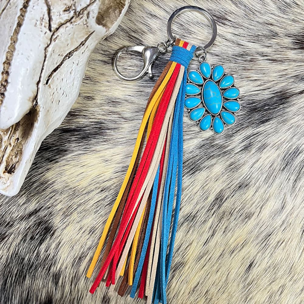 Turquoise Keychain Purse Charm with Tassel