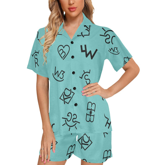 Turquoise Cattle Brands Women's Western Pajama Set