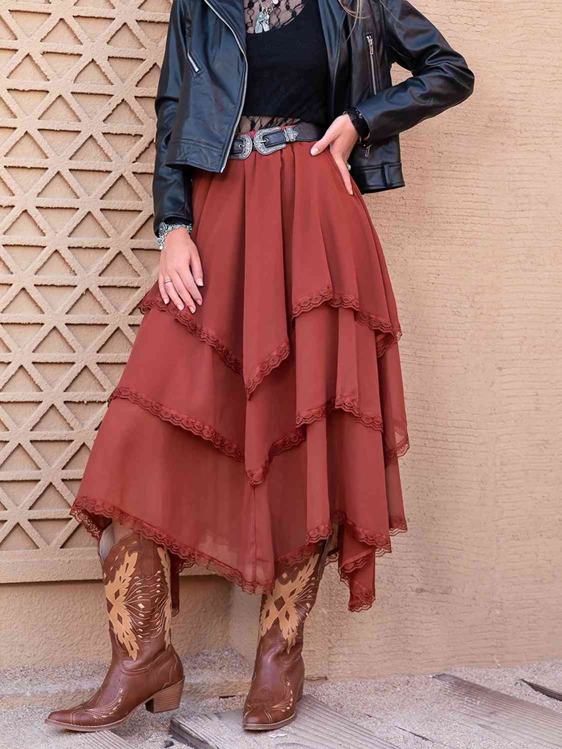 Asymmetrical Tiered Skirt choice of colors