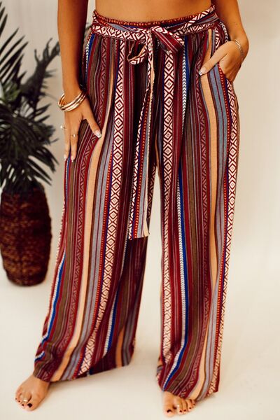 Serape  Tied Wide Leg Pants