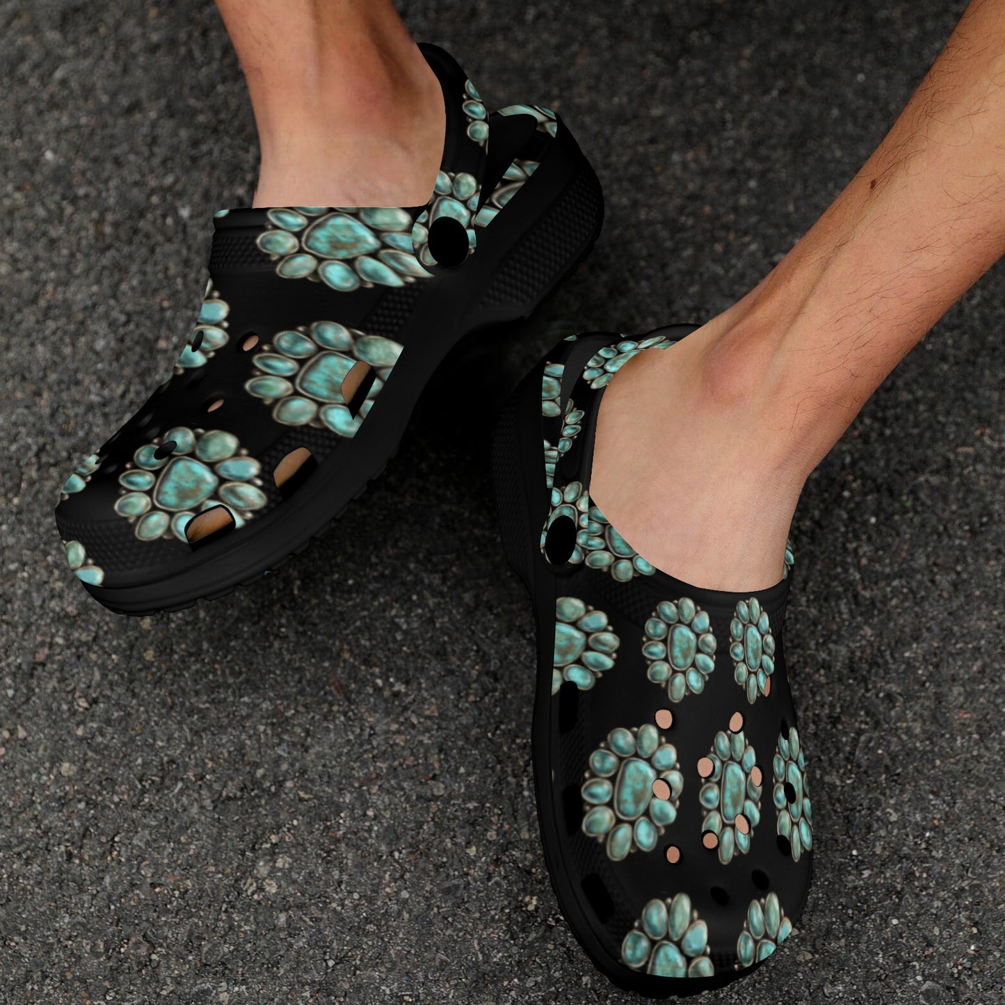 Turquoise Concho Clog Shoes