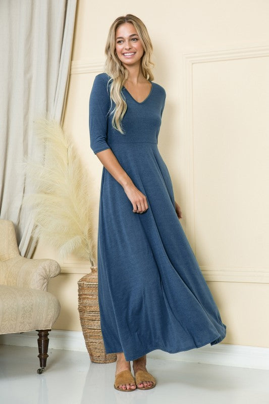 Solid Empire Waist Maxi Dress choice of colors