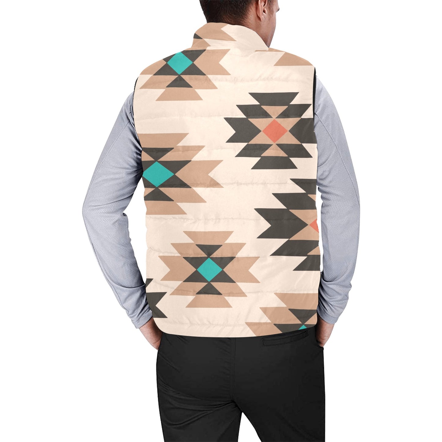 Tan Aztec Puffy Vest