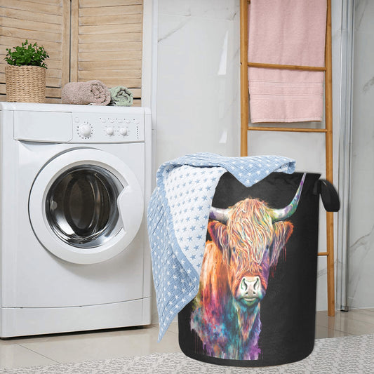 Watercolor Highland Cow Laundry Basket
