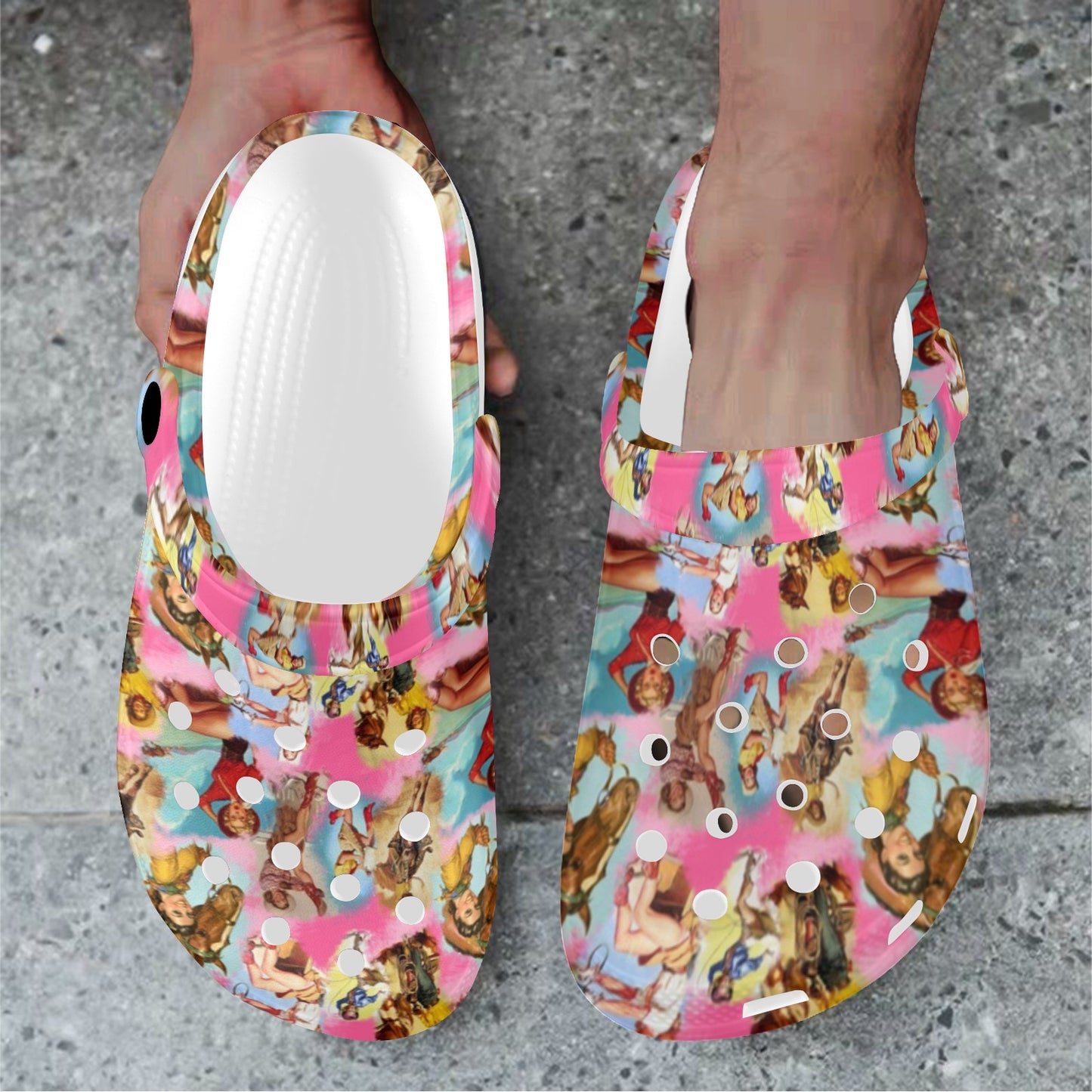 Vintage Cowgirl Collage Clog Shoes