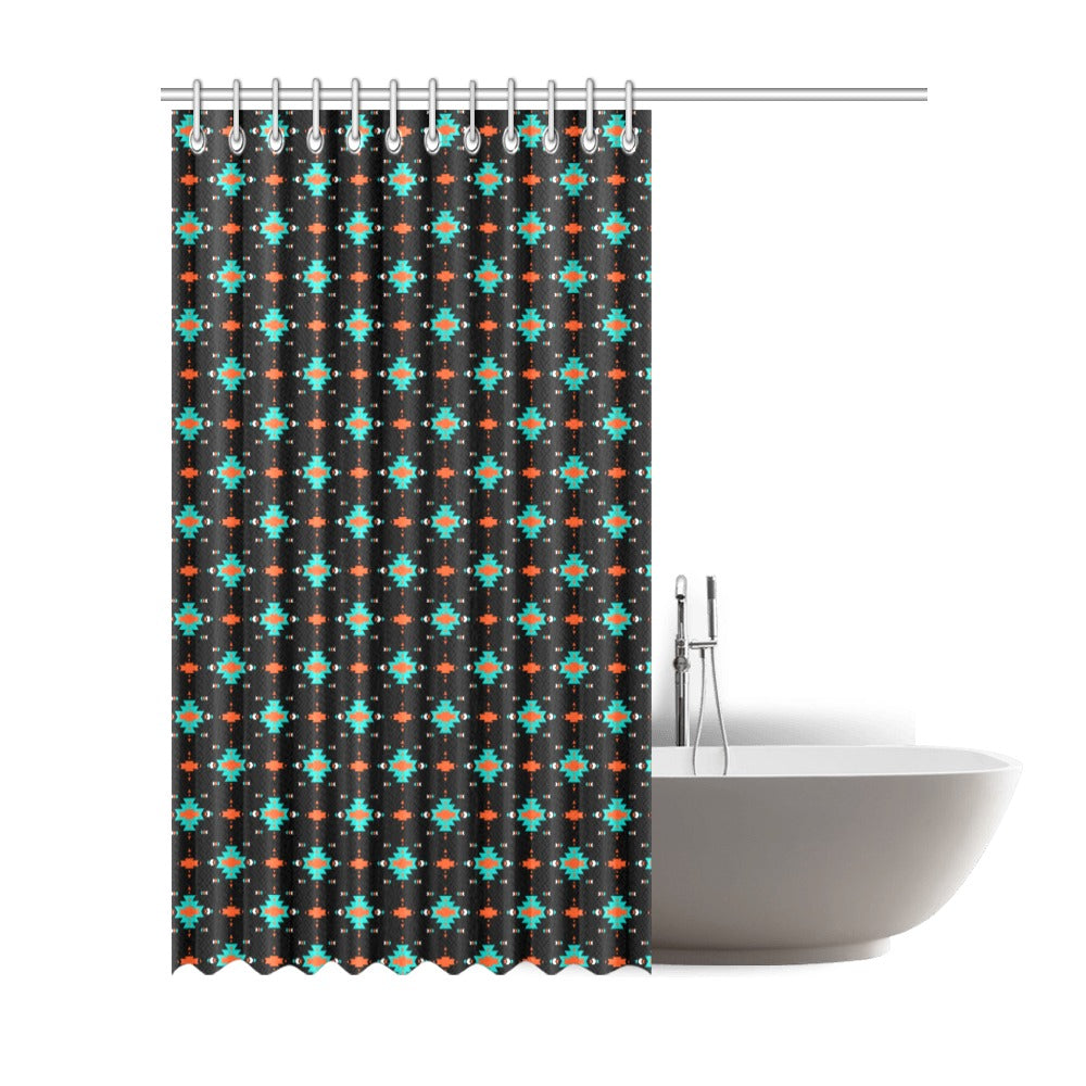 Turquoise Orange Aztec Shower Curtain  72"x84"