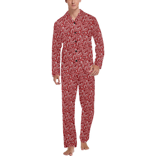 Red Bandana Men's Western Print Pajama Set