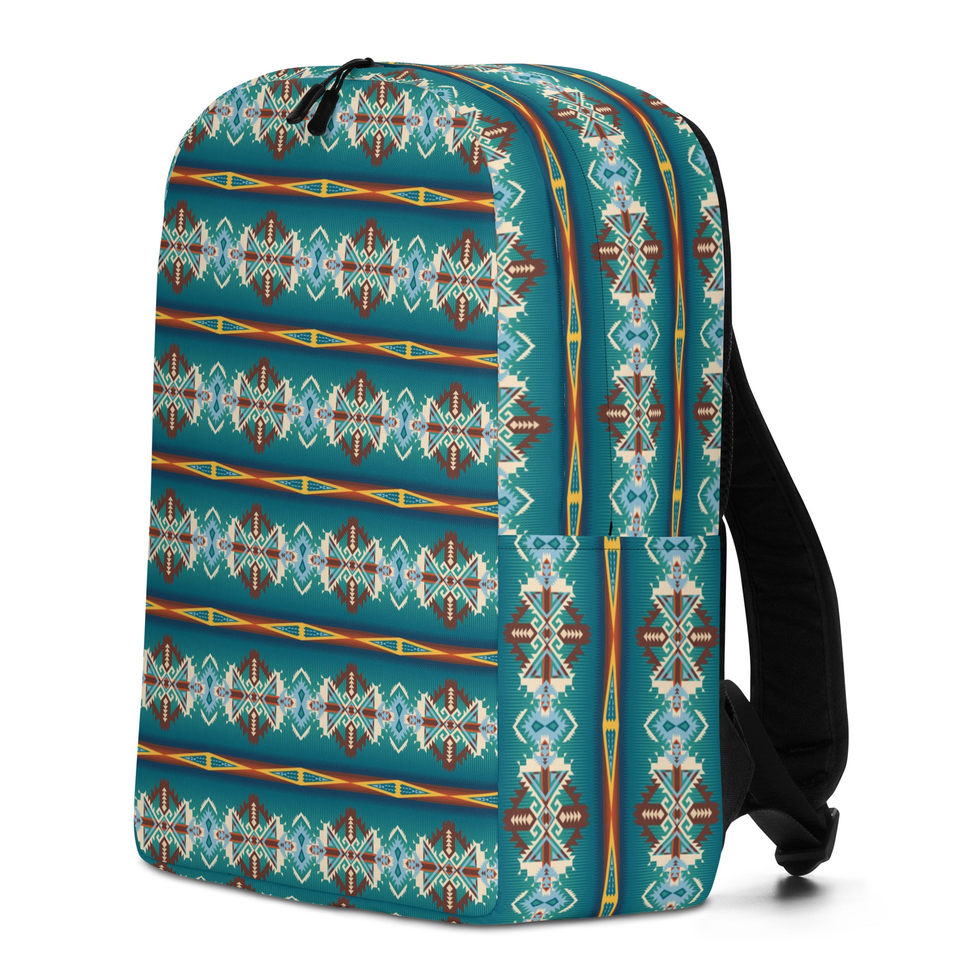 Teal Aztec Blanket Print Minimalist Backpack - aztec print, back pack, backpack, minimalist, teal, teal aztec, western -  - Baha Ranch Western Wear