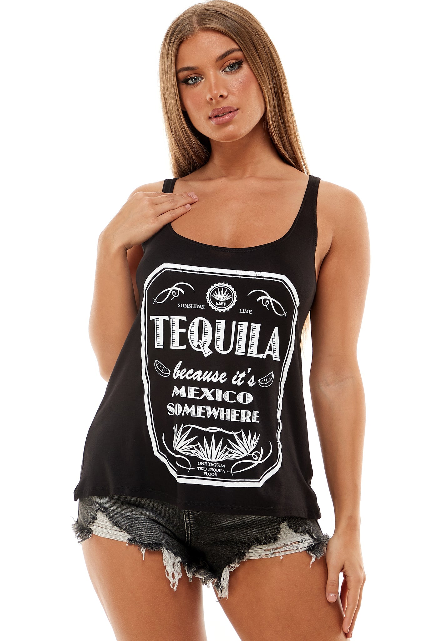 Tequila Mexico Tank - and, ATTITUDE, COUNTRY, countrystrong, COWGIRL, drinking, flag, GIRL, HOWDY, lips, love, moonshine, music, patriotic, peace, PLUS, rock, rocker, RODEO, roll, shine, SIZE, strong, SUMMER, TANK, TOP, WESTERN - Shirts & Tops - Baha Ranch Western Wear