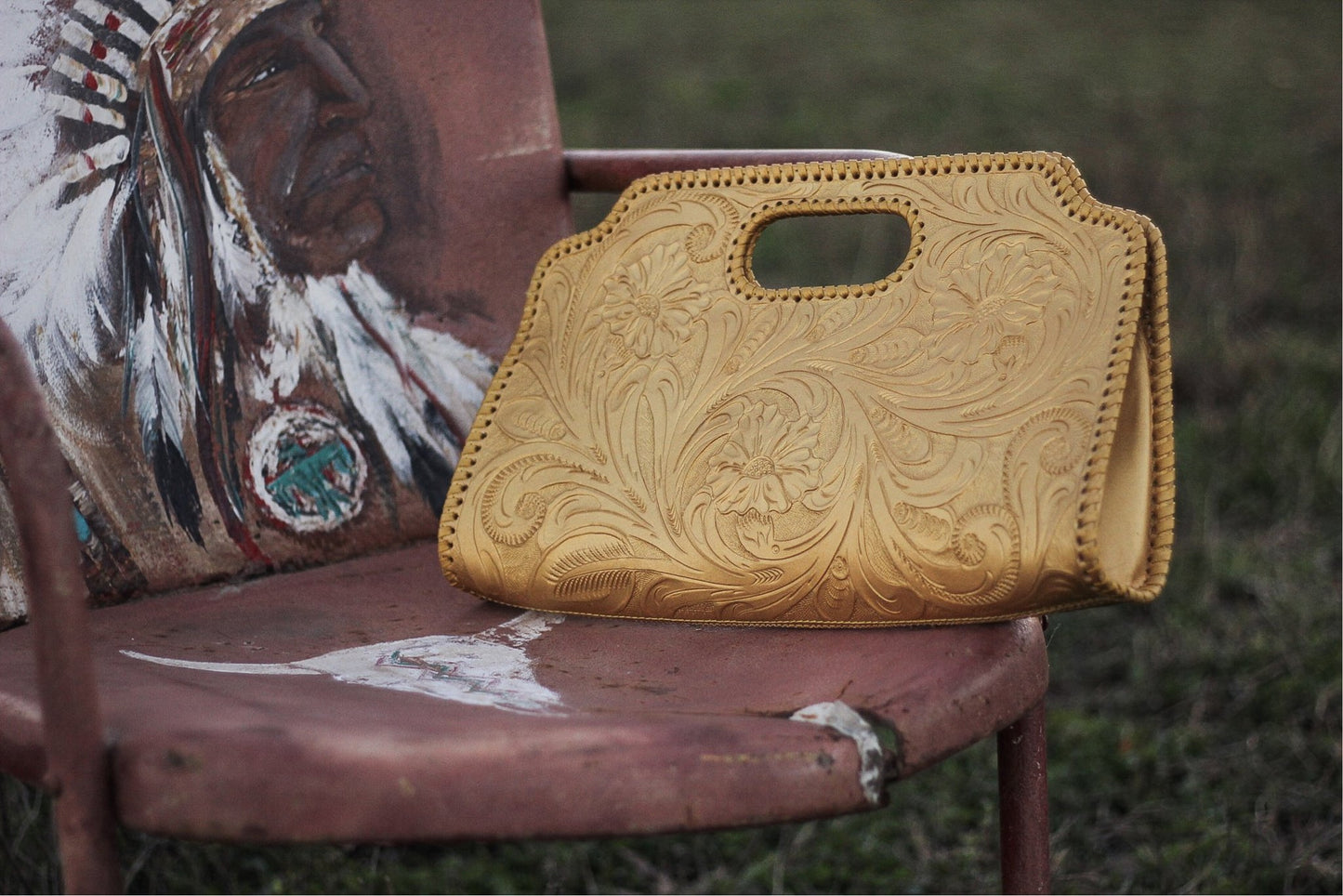 Floral Tooled Leather Clutch - Choice of Colors - clutch, cowgirl, gift, handbag, leather, made in the usa, madeintheusa, MADEINUSA, Printed in USA, purse, southwestern, tooled, turquoise, usa, usa artisan, usa artist, usa made, usaartisan, usaartist, USAMADE, western -  - Baha Ranch Western Wear