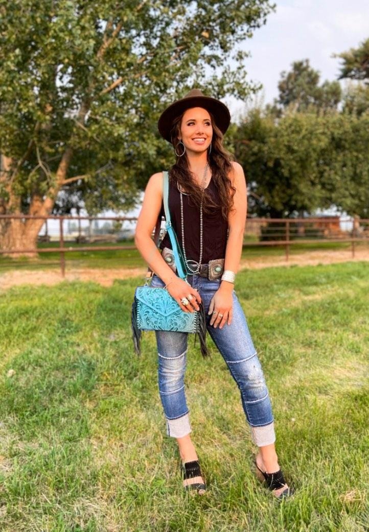 Envelope Cross Body Clutch - Choice of Colors - bag, cowgirl, floral, fringe, leather, made in the usa, madeintheusa, MADEINUSA, Printed in USA, purse, southwestern, tooled, turquoise, usa, usa artisan, usa artist, usa made, usaartisan, usaartist, USAMADE, usaratisan, usartisan, western -  - Baha Ranch Western Wear