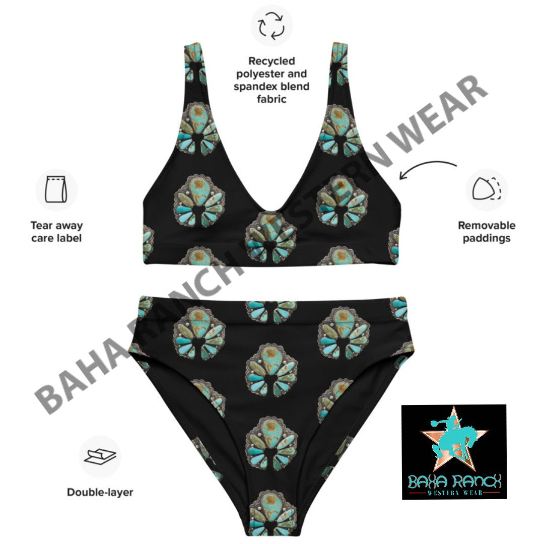 Yeehaw Black Naja Bikini - #bk, #swimming, #swimmingsuit, beach, bikini, black, black bathing suit, naja, naja pendant, swim, swim wear, swimsuit, turquoise naja -  - Baha Ranch Western Wear