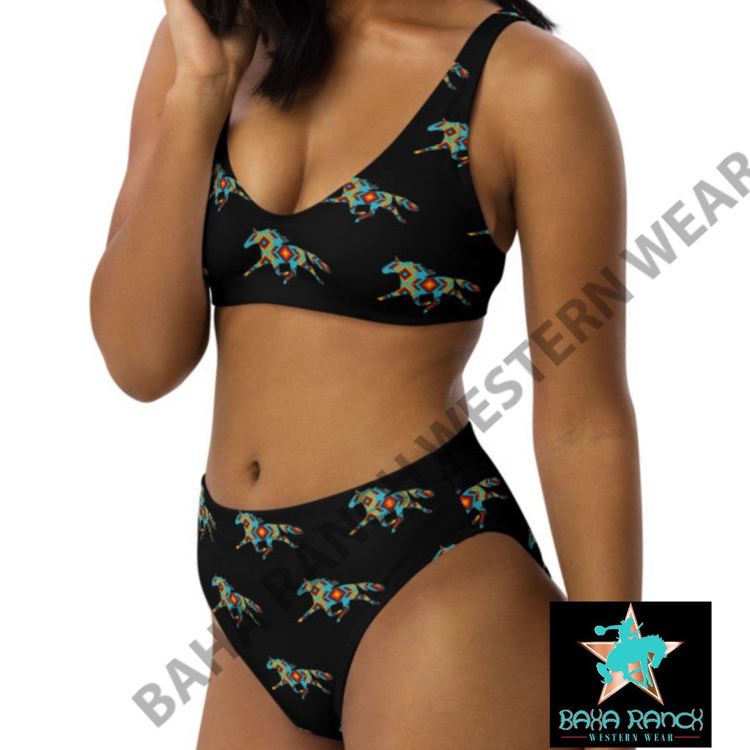 Yeehaw Aztec Horse Bikini - #bk, #swimmingsuit, aztec, aztec print, beach, horse, horses, swimming, swimsuit -  - Baha Ranch Western Wear