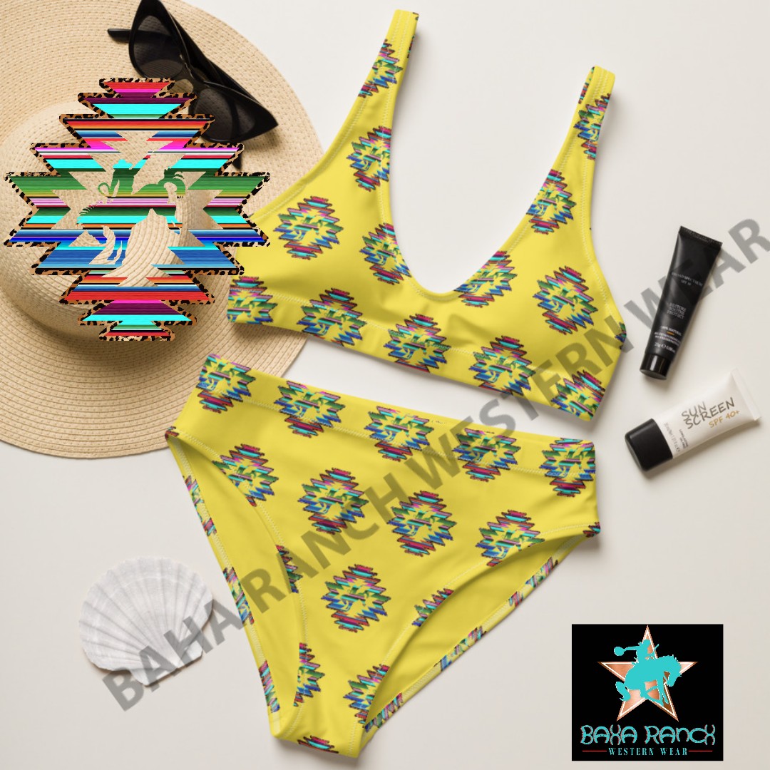 Yeehaw Serape Bronc Bikini - #bk, #swimmingsuit, aztec, aztec print, beach, bronc, bronco, horses, swimming, swimsuit -  - Baha Ranch Western Wear