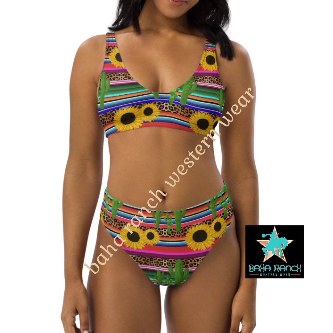 Yeehaw Sunflower Serape Bikini - #bk, #swimming, #swimsuit, bikini, serape, serape print, sunflower, sunflowers -  - Baha Ranch Western Wear