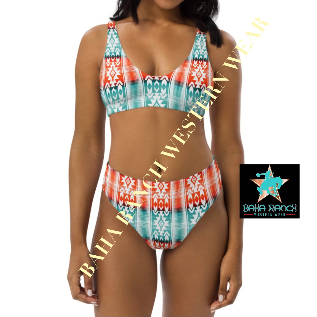 Yeehaw Aztec Print Bikini - #bk, #swimming, #swimsuit, aztec, aztec print, bikini, bikini bottom, bikini top -  - Baha Ranch Western Wear