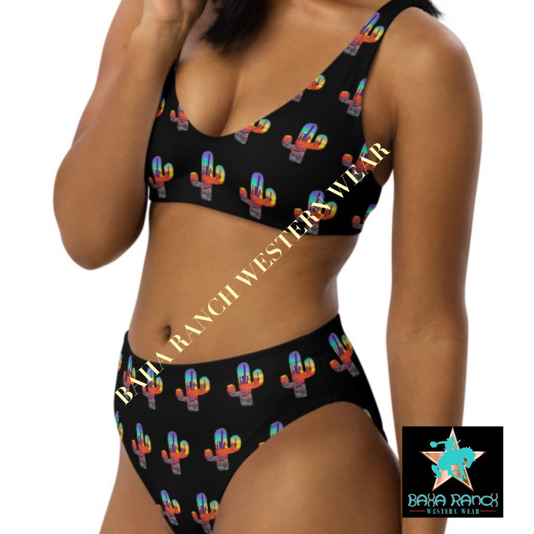 Yeehaw Sunset Cactus Bikini - #bk, bikini, bikini set, cactus, cactus print, desert, desert serape, serape print, sunset -  - Baha Ranch Western Wear