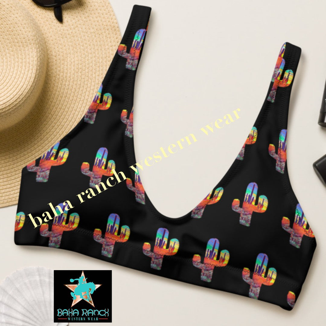 READY TO SHIP YEEHAW SUNSET DESERT BIKINI TOP SIZE MEDIUM - bronc, bronc rider, broncrider, broncriding, CACTUS, cowboy, cowgirl, desert, desert graphic, desert print, desert scene, retro, retro cowboy, retro print, SUNSET, VINTAGE, yee haw, yee haw bikini, yeehaw, yeehaw print, yeehaw swimsuit, yeehawbikini -  - Baha Ranch Western Wear