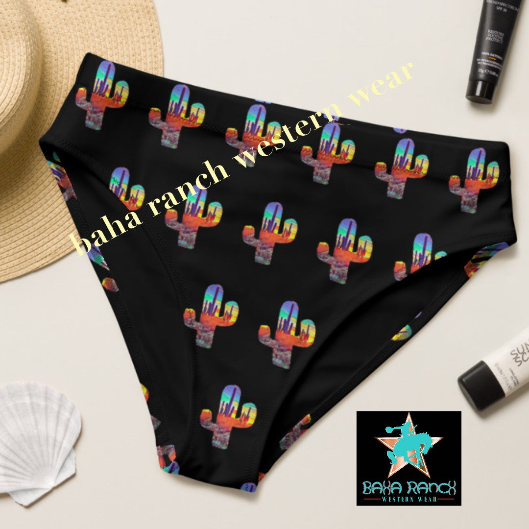 Yeehaw Sunset Desert Bikini Bottom - #bkbottom, bikini, bikini set, cactus, cactus print, desert, desert serape, serape print, sunset -  - Baha Ranch Western Wear