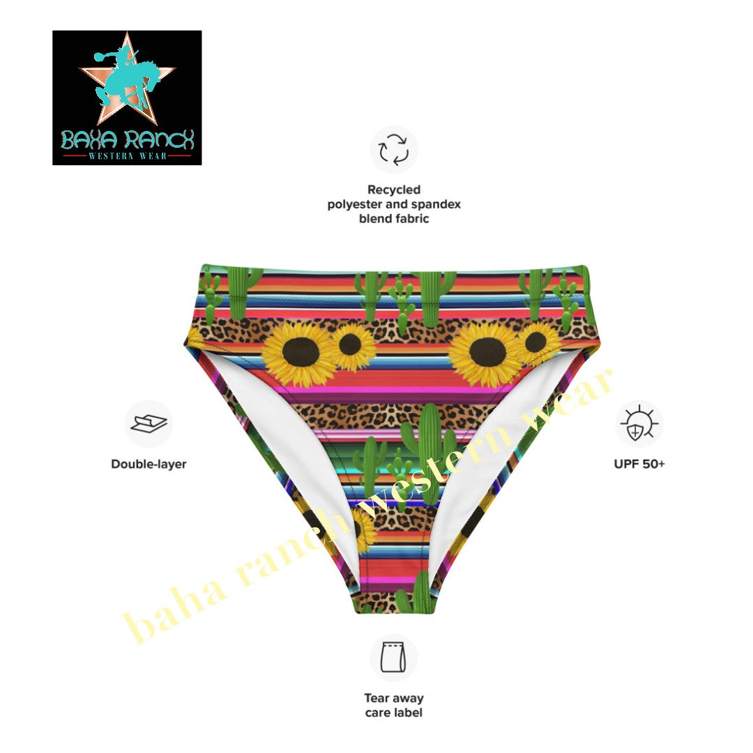 Yeehaw Sunflower Serape Cactus Bikini Bottom - #bkbottom, #swimming, #swimsuit, beach, bikini, bikini bottom, bikini top, cactus, cactus print, serape, serape print, southwest, swim suit -  - Baha Ranch Western Wear