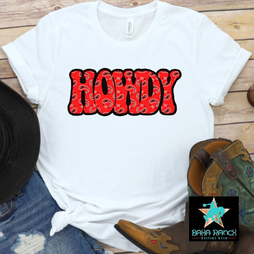 Howdy Tee - bandana, bandana print, graphic tee, howdy, howdy print, tee, tshirt -  - Baha Ranch Western Wear