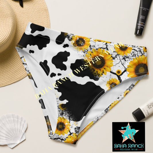 Yeehaw Cow Print Sunflower Bikini Bottom - #beach, #beaches, #bkbottom, #swimming, #swimmingsuit, #swimsuit, bikini, bikini bottom, cow print, cow prints, sunflowe, sunflower, swimming suit -  - Baha Ranch Western Wear