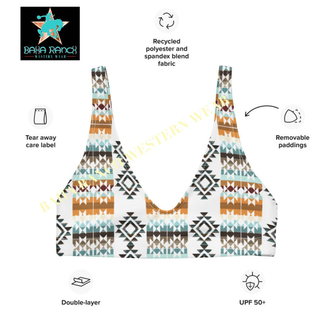 Yeehaw Aztec Print Bikini Top - #bktop, aztec, aztec print, beach, beachese, bikini, swim, swim suit, swimming, swimsuit -  - Baha Ranch Western Wear