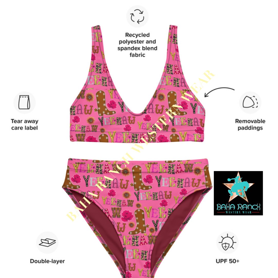 Yeehaw Pink Yeehaw Bikini - #bk, beach, bikini, bikini bottom, bikini top, pink, swim, swim suit, swimming, swimsuit, yee haw, yeehaw -  - Baha Ranch Western Wear