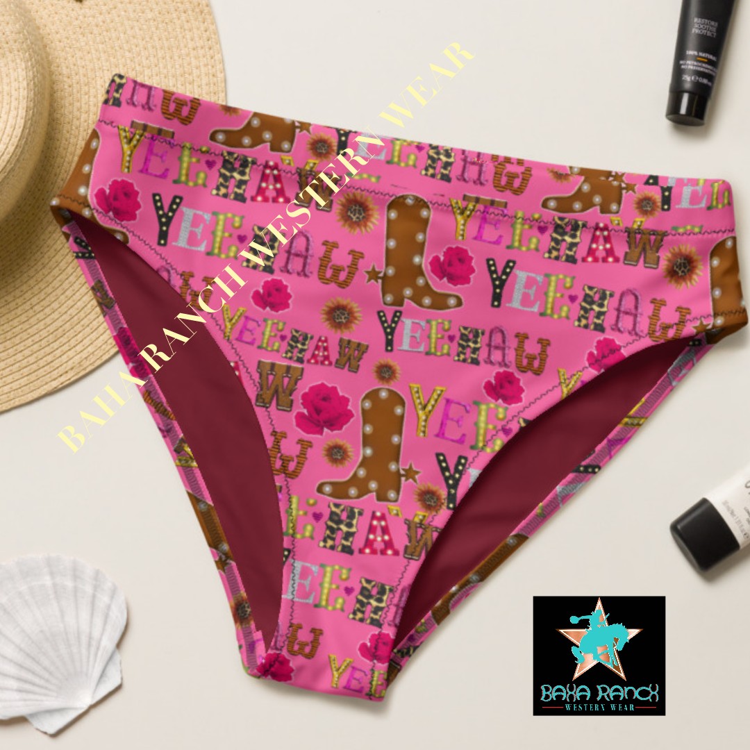 Yeehaw Pink Yeehaw Bikini Bottom - #bkbottom, beach, bikini, bikini bottom, pink, swim, swim suit, swimming, swimsuit, yee haw, yeehaw -  - Baha Ranch Western Wear