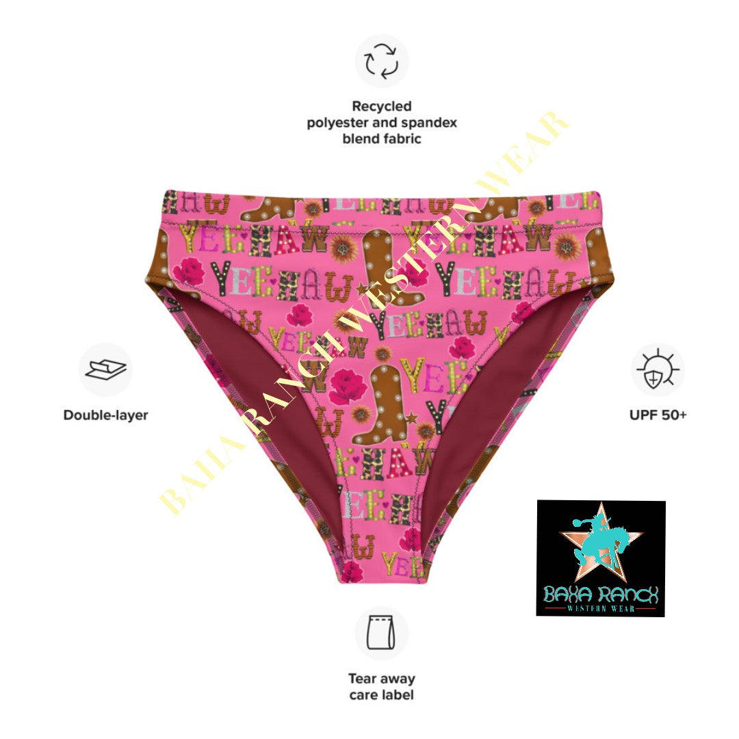Yeehaw Pink Yeehaw Bikini Bottom - #bkbottom, beach, bikini, bikini bottom, pink, swim, swim suit, swimming, swimsuit, yee haw, yeehaw -  - Baha Ranch Western Wear