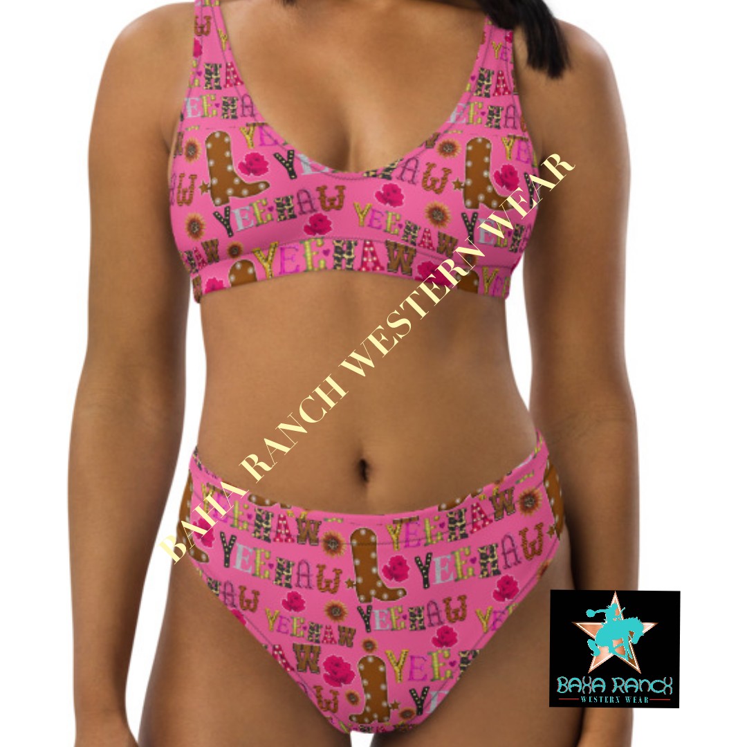 Yeehaw Pink Yeehaw Bikini - #bk, beach, bikini, bikini bottom, bikini top, pink, swim, swim suit, swimming, swimsuit, yee haw, yeehaw -  - Baha Ranch Western Wear