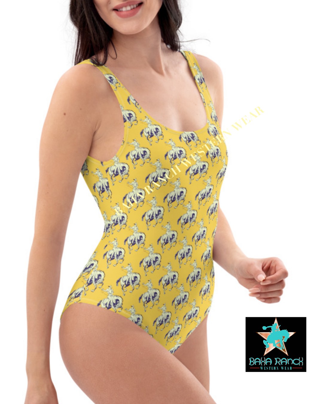 Yeehaw Vintage Bronc Buster One-Piece Swimsuit - #beach, #one-piece, #onepiece, #op, #swim, #swimming, #swimsuit, beaches, bronc, bronc buster, pool, swimsui, vintage -  - Baha Ranch Western Wear