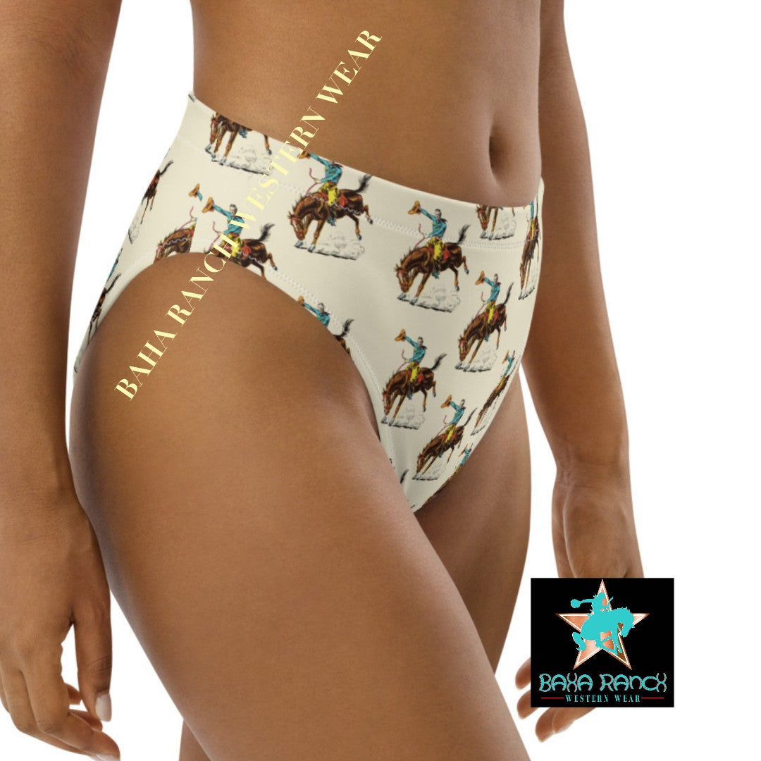 Yeehaw Vintage Rodeo Cowboy Bikini Bottom - #bkbottom, #swimming, #swimsuit, beach, bikini, bikini bottom, bikinis, cowboy, swim suit, vintage, vintage print -  - Baha Ranch Western Wear
