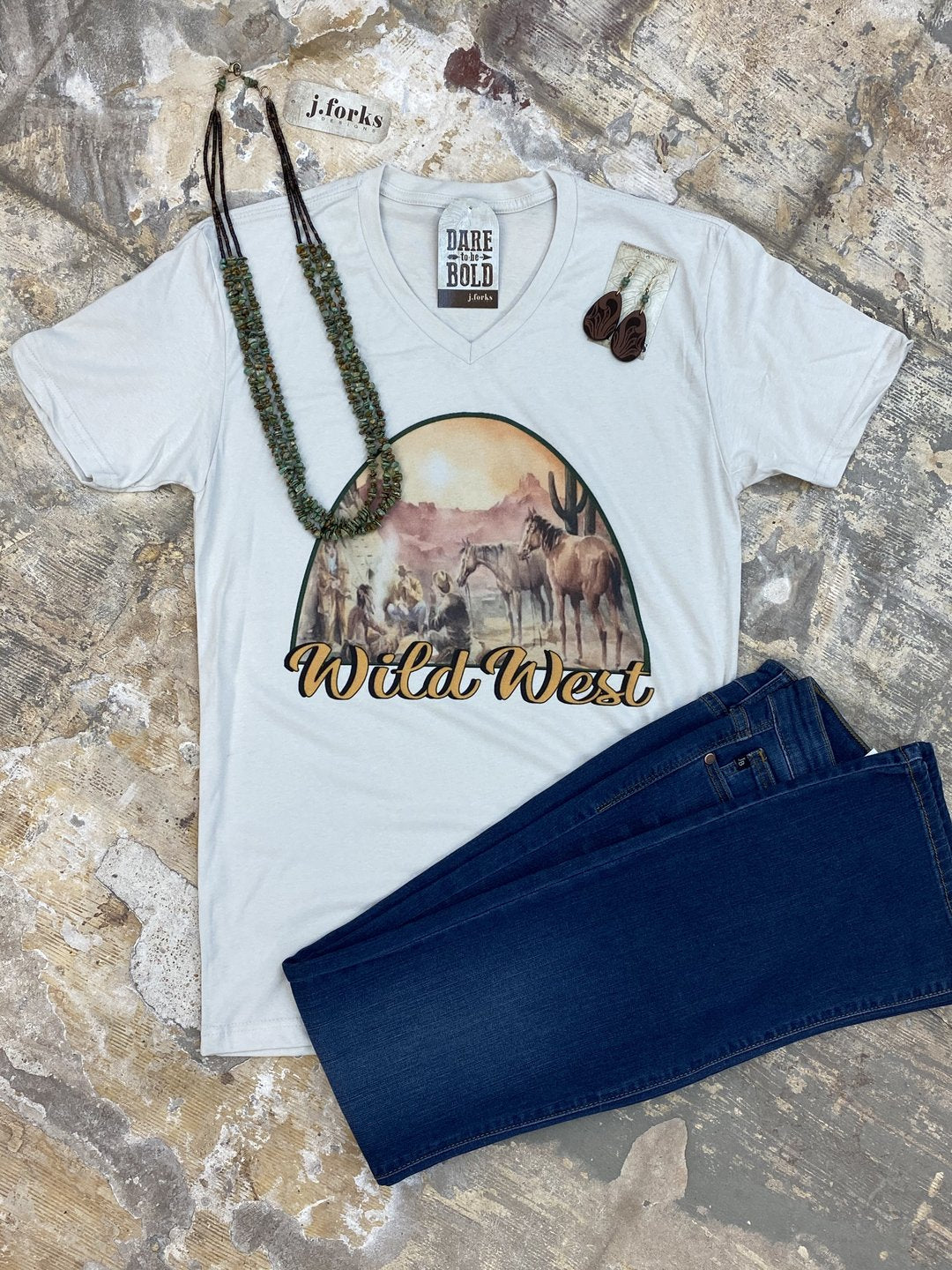 Wild West Cowboy Tee - bison, cowgirl, graphic, rodeo, shirt, shirts, skull, southwestern, t, tee, tees, texas, western, y'all -  - Baha Ranch Western Wear