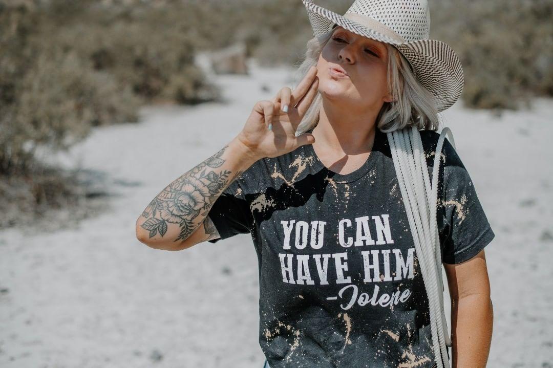 You Can Have Him Jolene Bleached Tee - bleached, dolly, funny, jolene, shirt, shirts, t, te, tee, vintage -  - Baha Ranch Western Wear