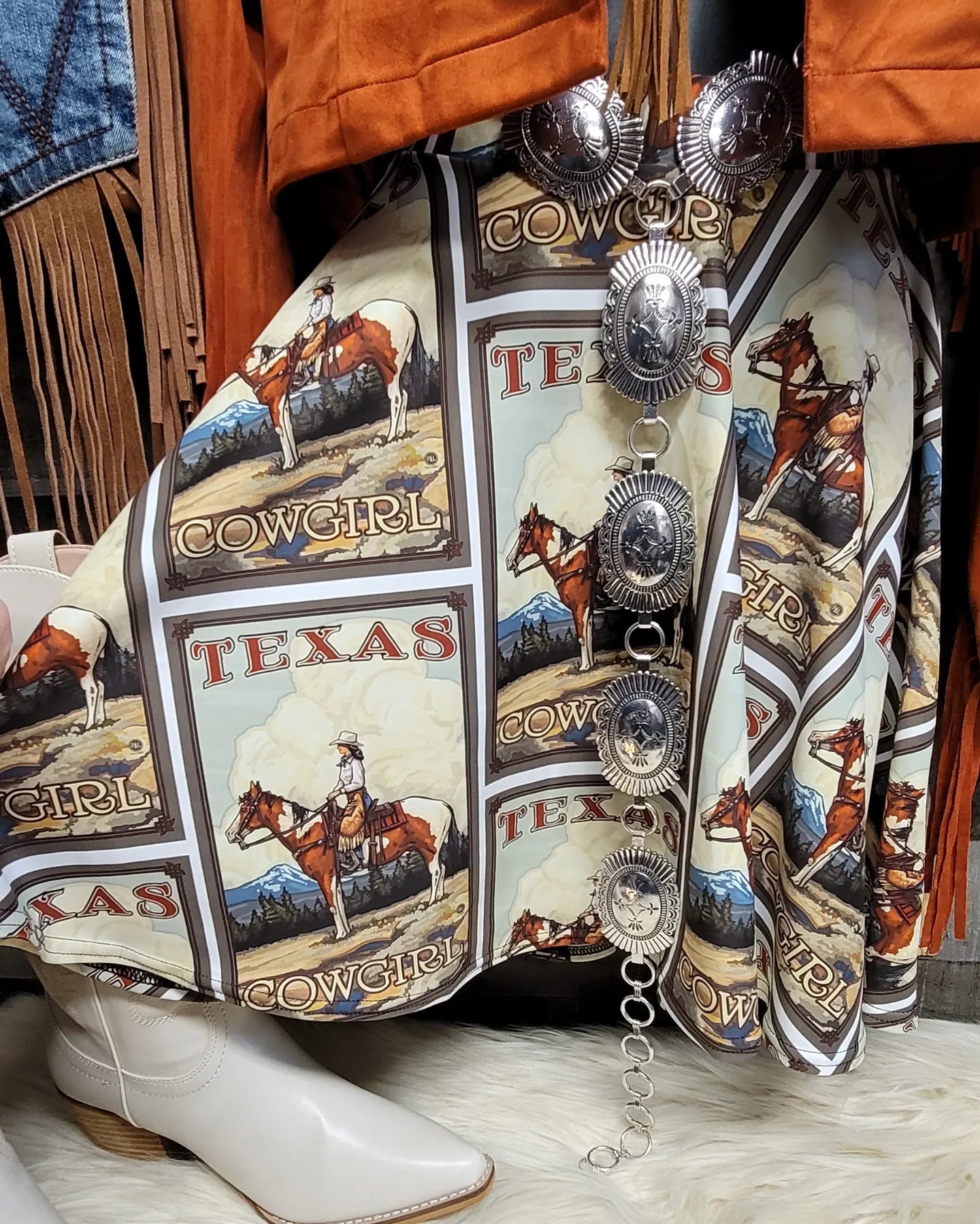 Texas Cowgirl Skater Skirt - cowgirl, skater, skater skirt, skirt, texas, vintage, vintage cowgirl, womens -  - Baha Ranch Western Wear