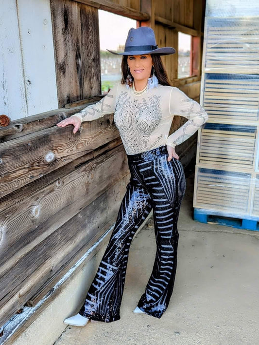 Sample Sale - Aztec Sequin Flares - 30" Inseam choice of colors Size Small