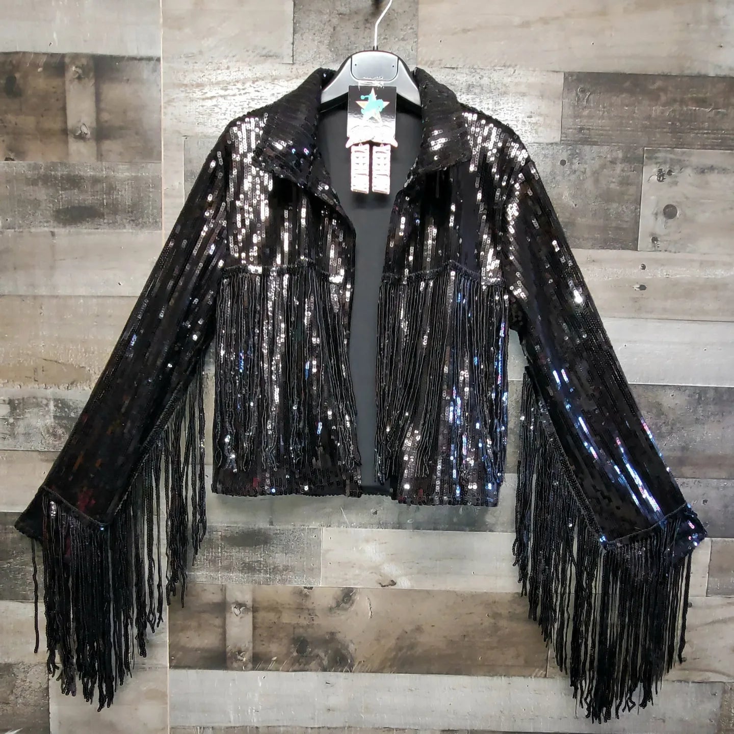 Vegas Strip Black Sequin Fringe Jacket